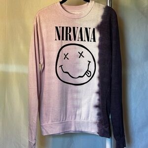 NIRVANA Black and White Smiley Crewneck Sweater
